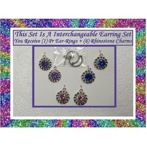 3/$12  Crystal Rhinestone Interchangeable Charm Earrings-3 Pairs in Set